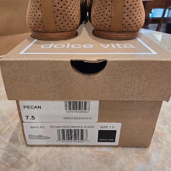 Dolce Vita WORN ONCE Baylee Ballet Flats Pecan Perforated Suede Mary Jane EUC - Picture 9 of 11